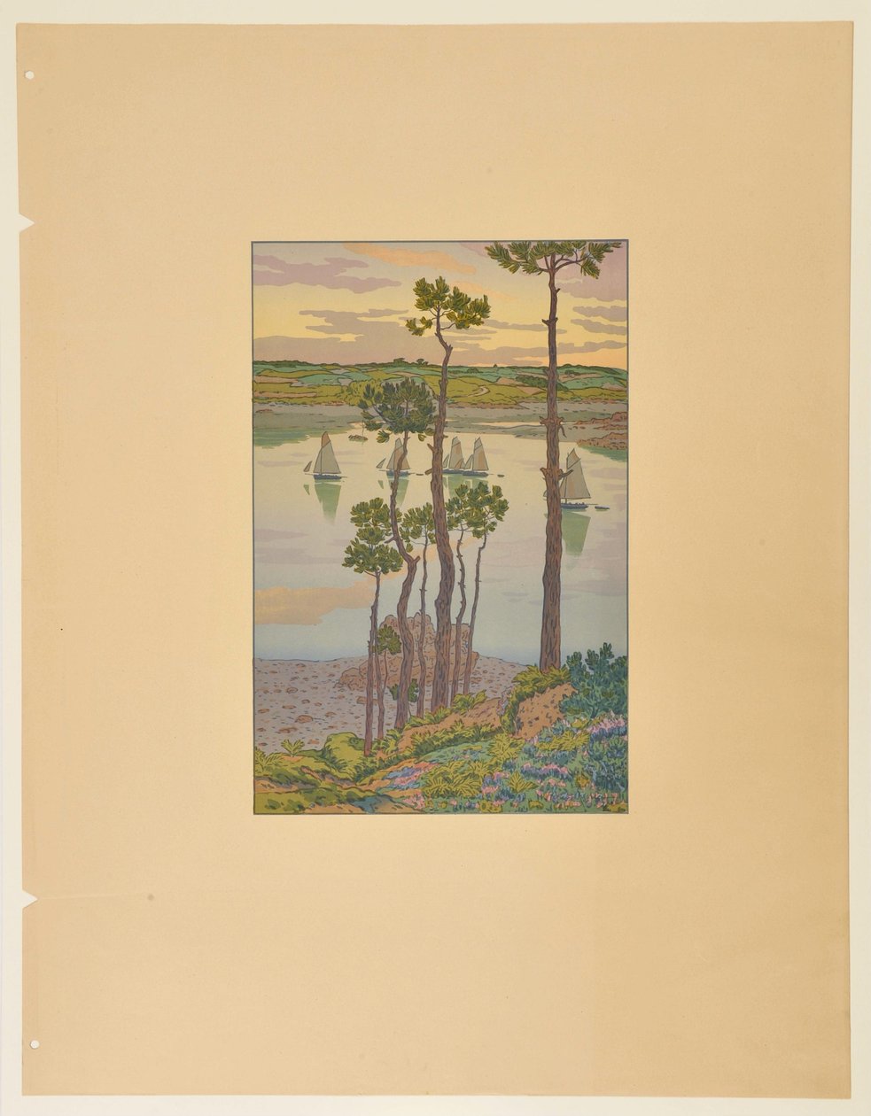 Die Ufer des Trieux in der Dämmerung de Henri Rivière