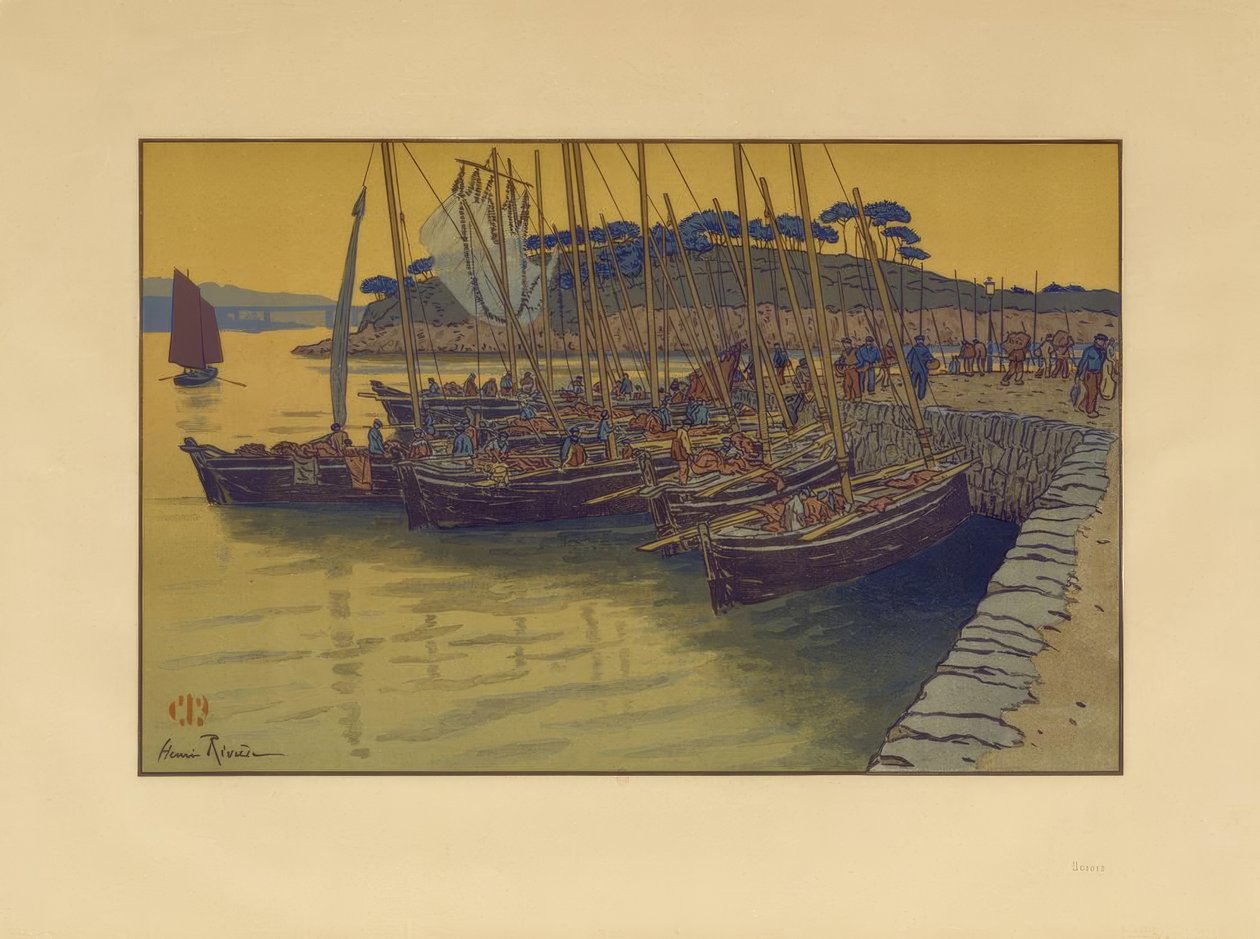 Chegada dos barcos em Tréboul de Henri Rivière
