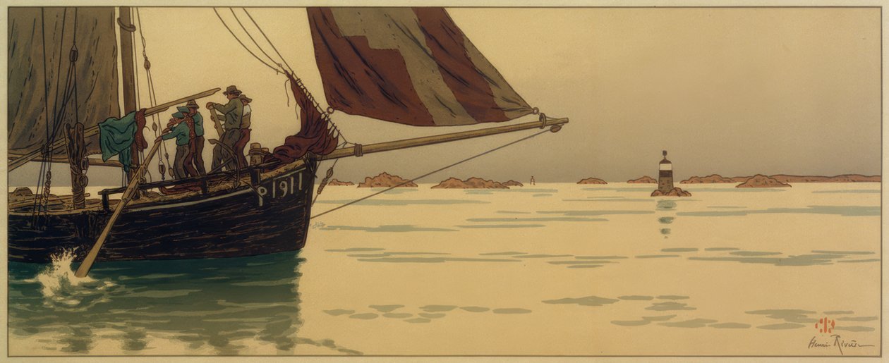 Em um mar calmo de Henri Rivière