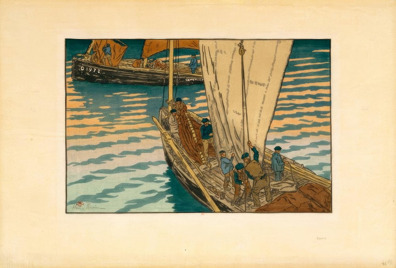 Partida dos barcos de sardinha de Tréboul de Henri Rivière