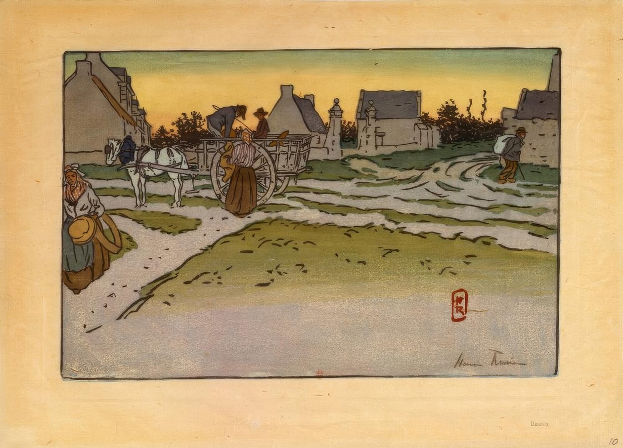 Hora do pão em Ville-Hue (Saint-Briac) de Henri Rivière