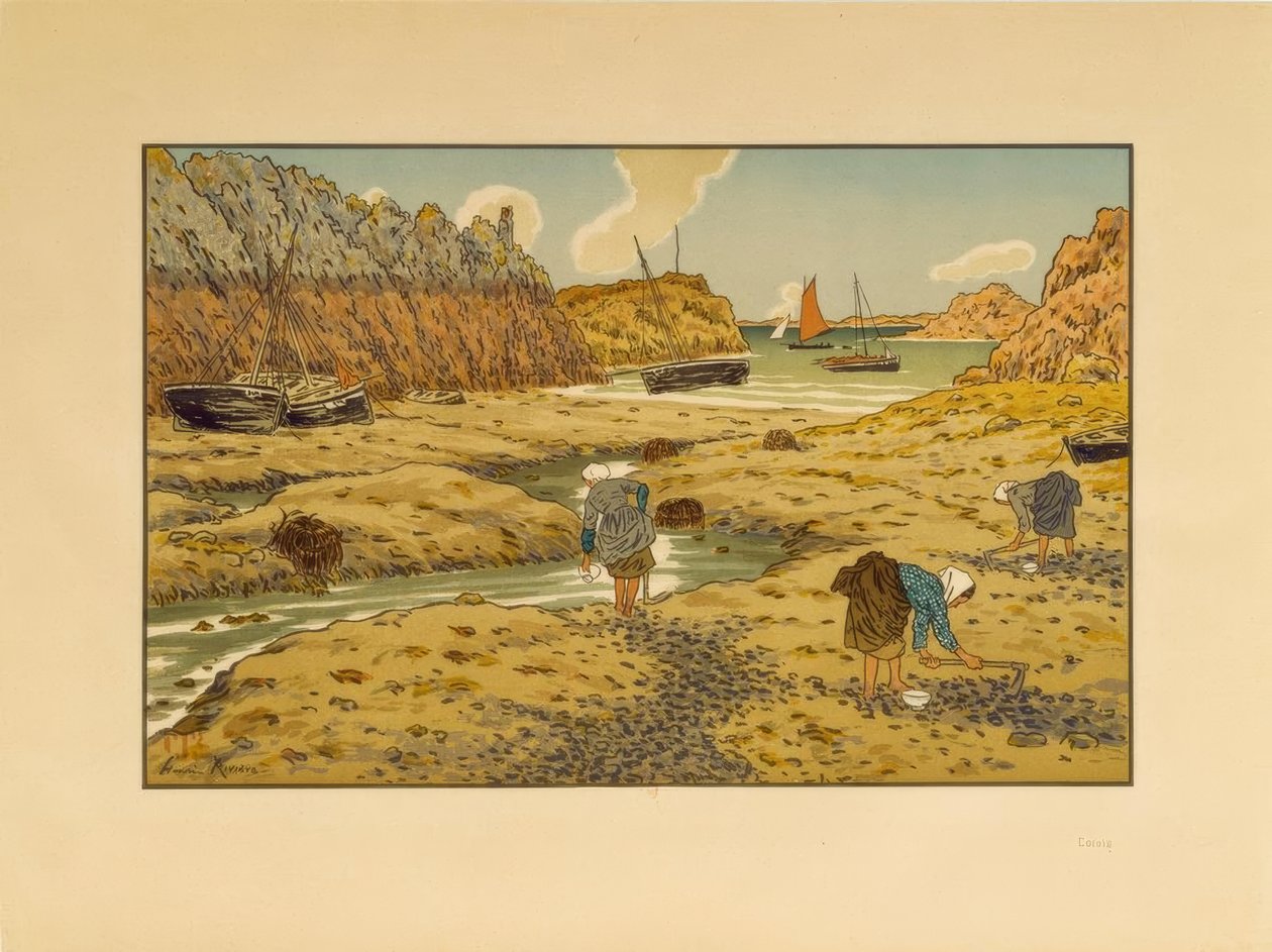 O porto de Loguivy na maré baixa de Henri Rivière