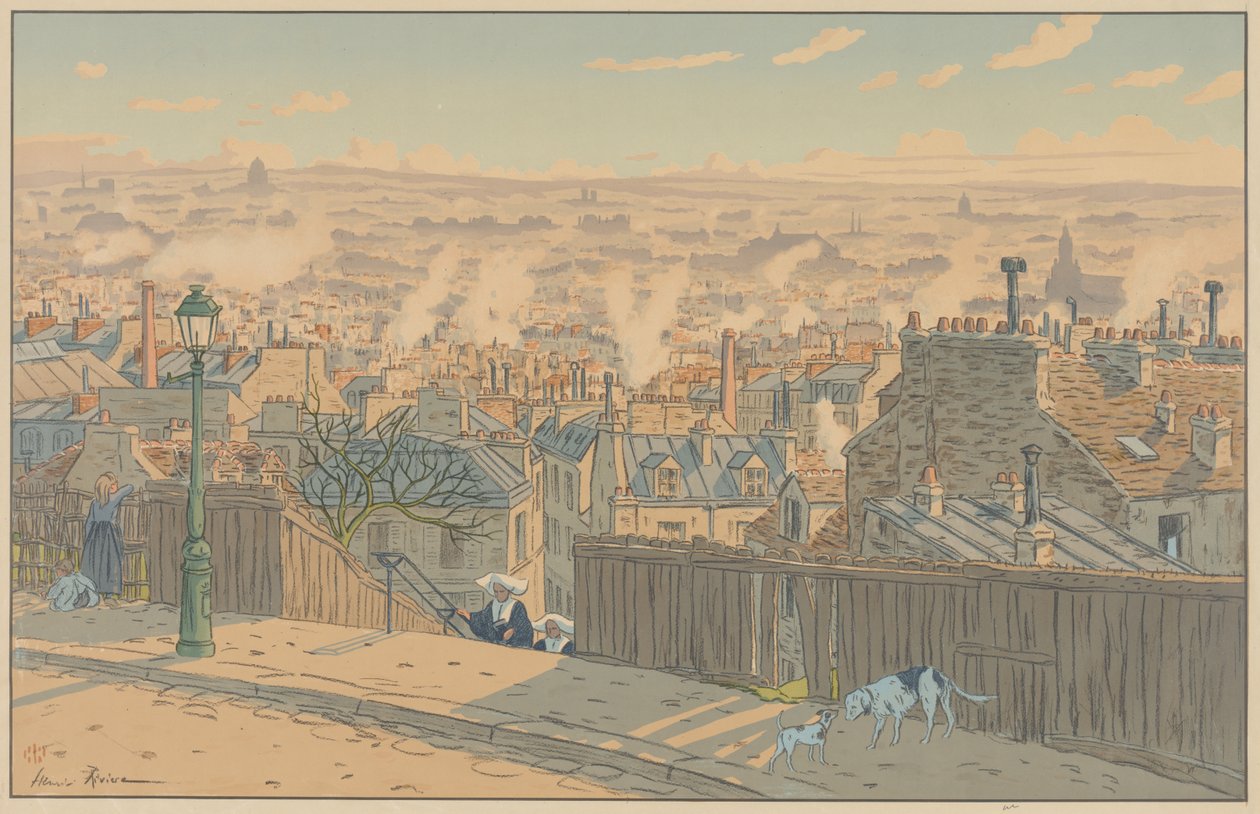 Paisagens parisienses: Paris vista de Montmartre de Henri Rivière