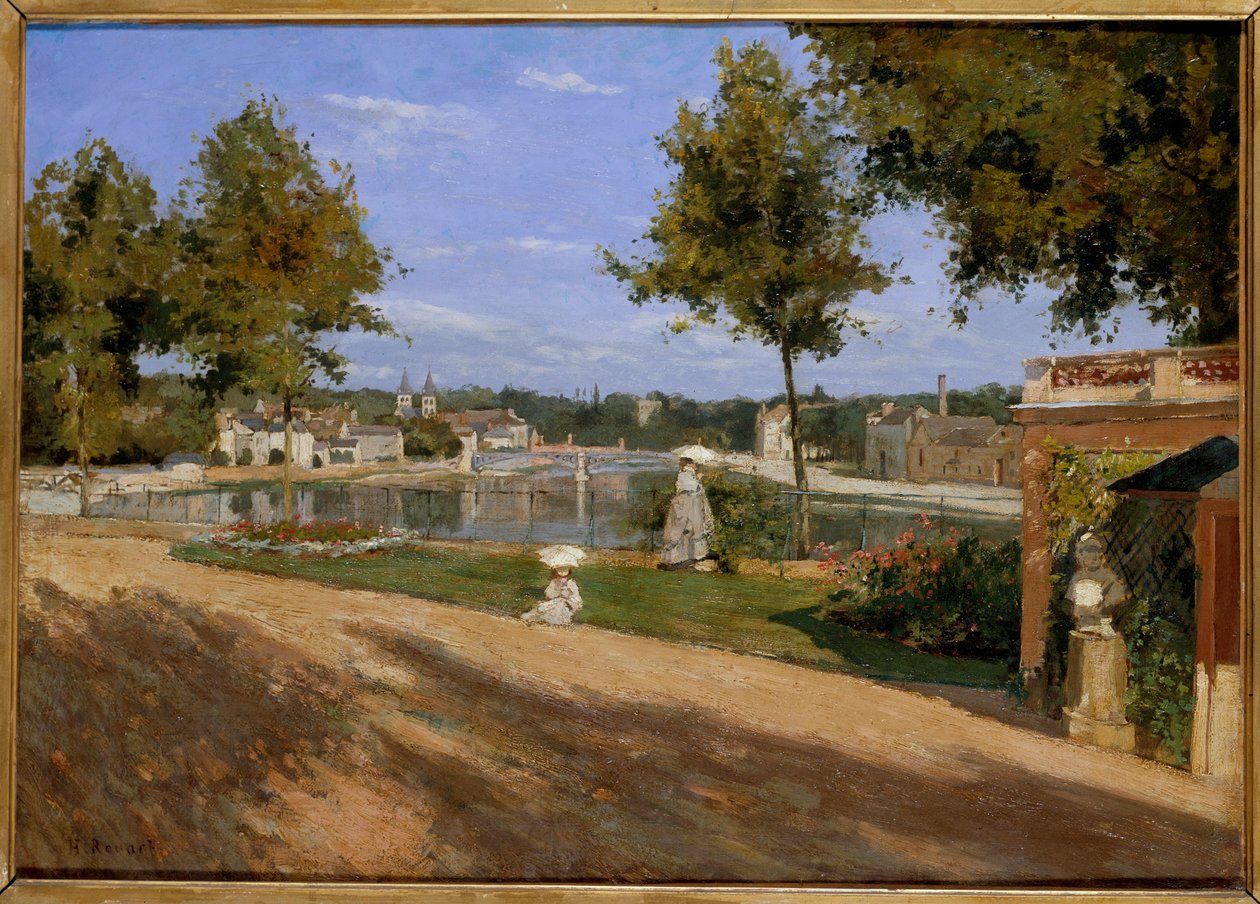 O terraço junto ao Sena em Melun Pintura de Henri Rouart (1833-1912) 1880 Sol. 0,46x0,65 m Paris, musee d