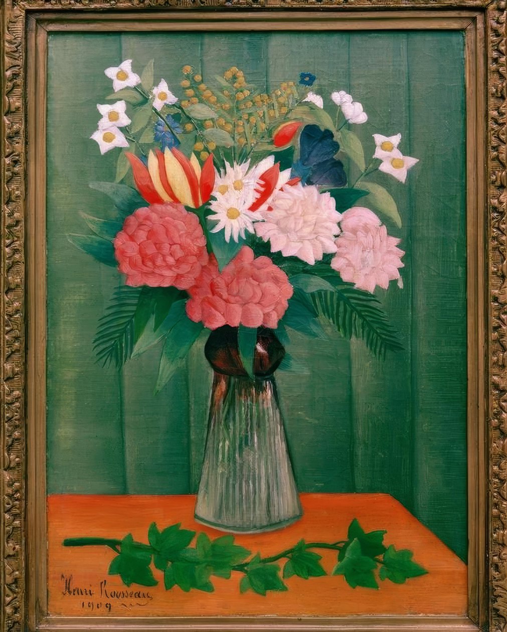 Buquê de flores no ramo de Ivy de Henri Rousseau