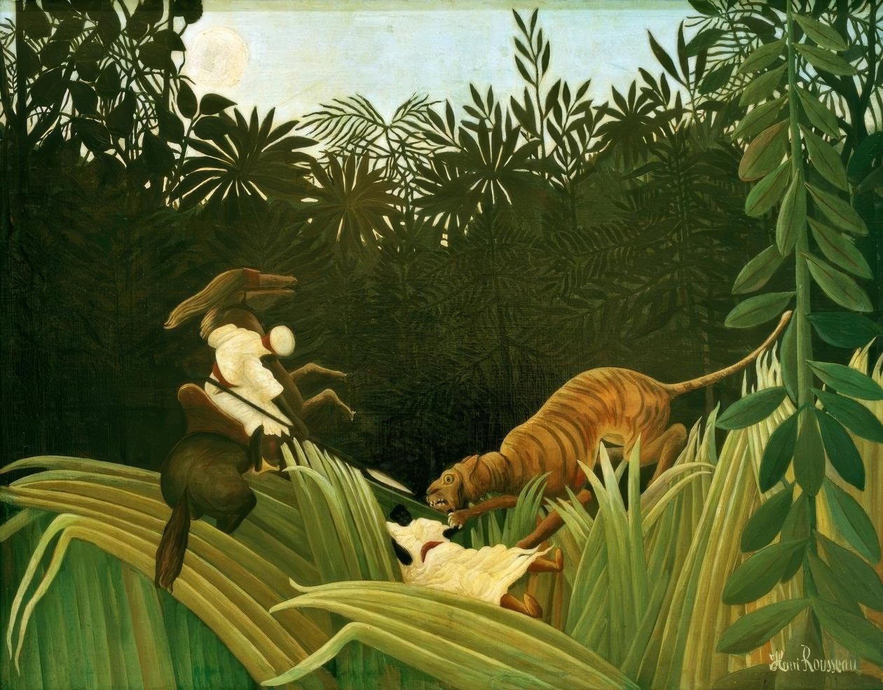 Escoteiros atacados por um tigre de Henri Rousseau