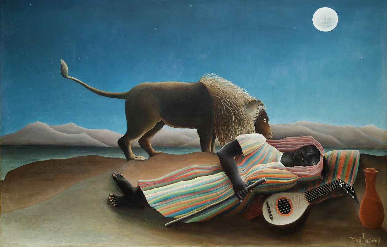 Francês:  La Bohémienne endormie A cigana adormecida de Henri Rousseau