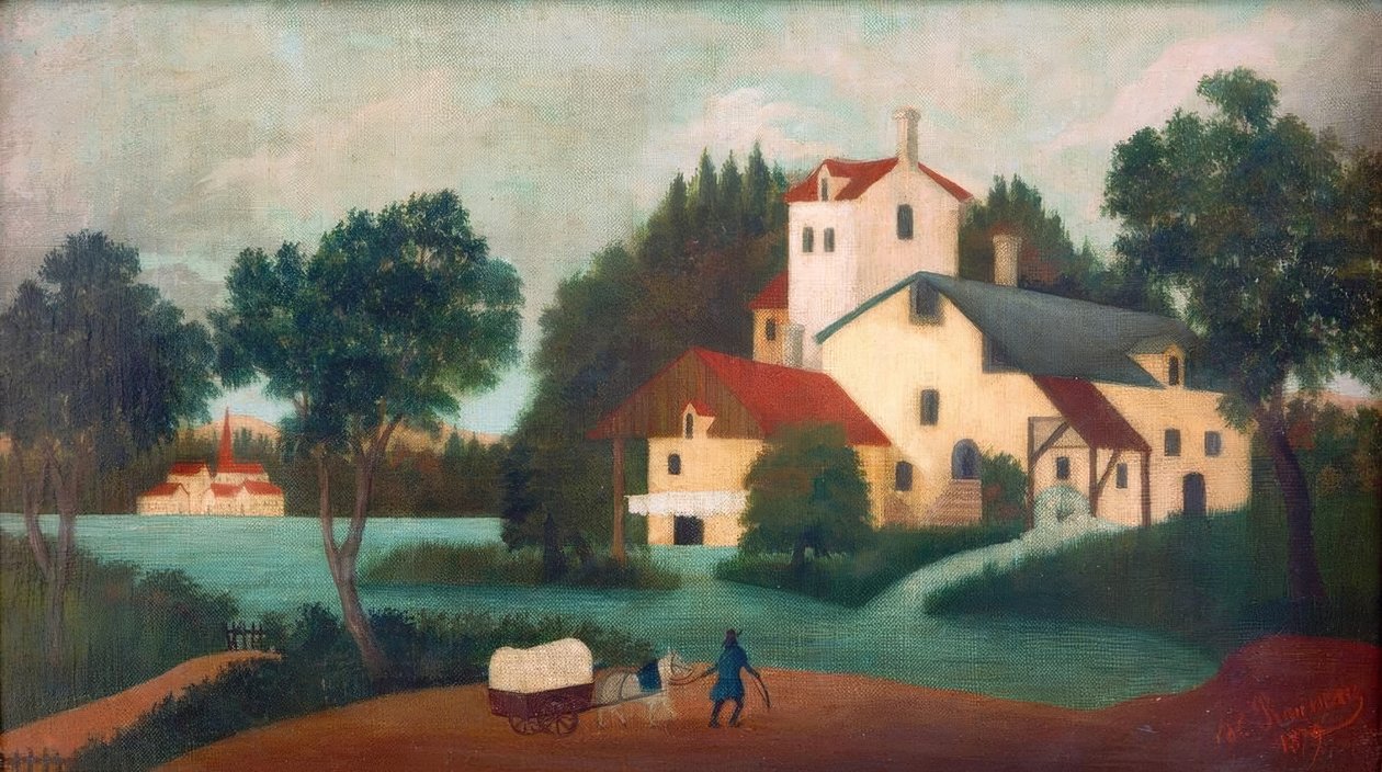 O engate na frente do moinho de Henri Rousseau