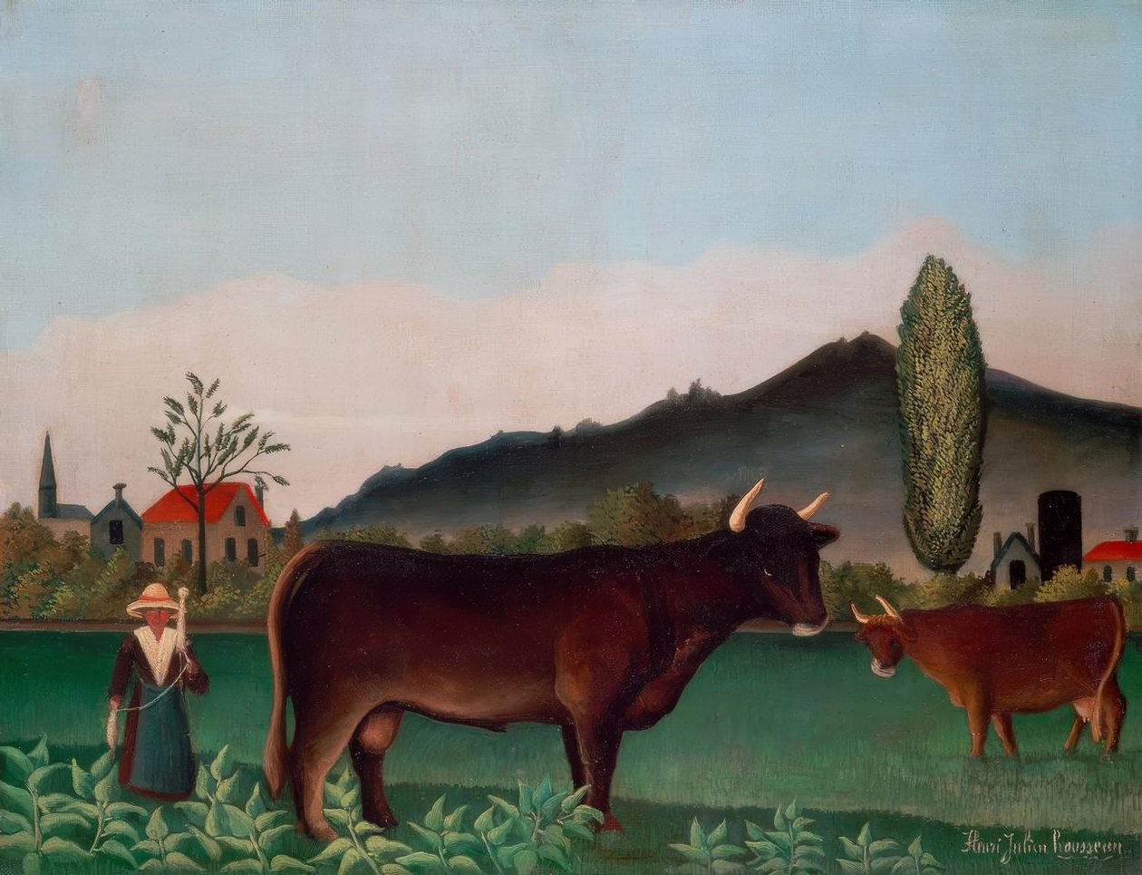 Paisagem com vacas de Henri Rousseau