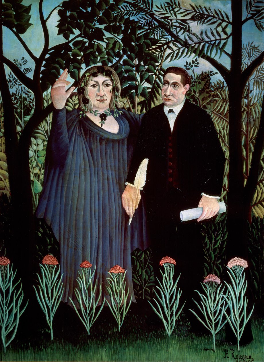 O poeta e sua musa. Retrato de Guillaume Apollinaire e Marie Laurencin, 1909 de Henri Rousseau