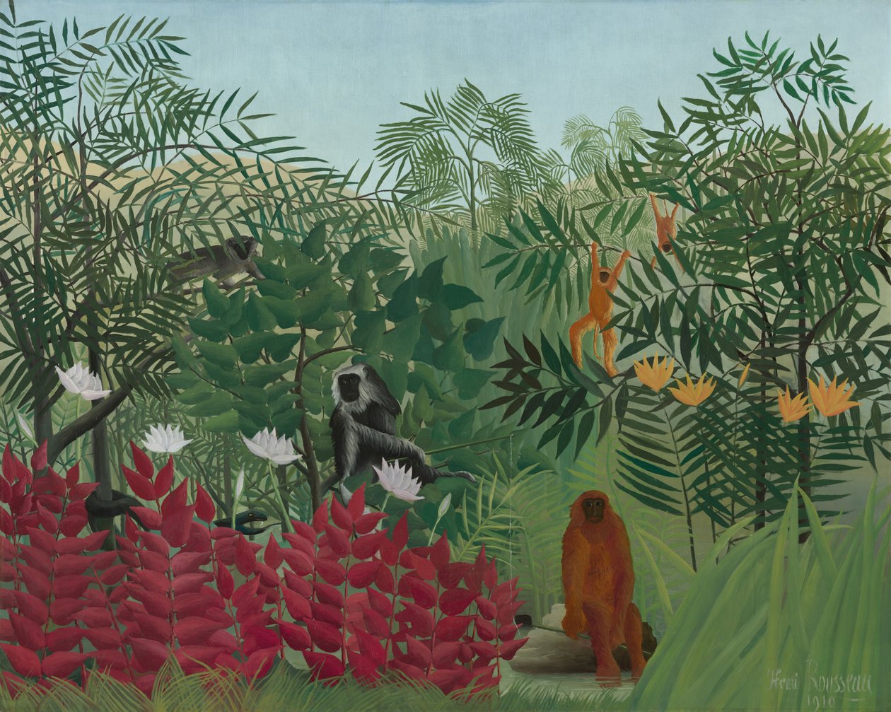 Floresta tropical com macacos de Henri Rousseau