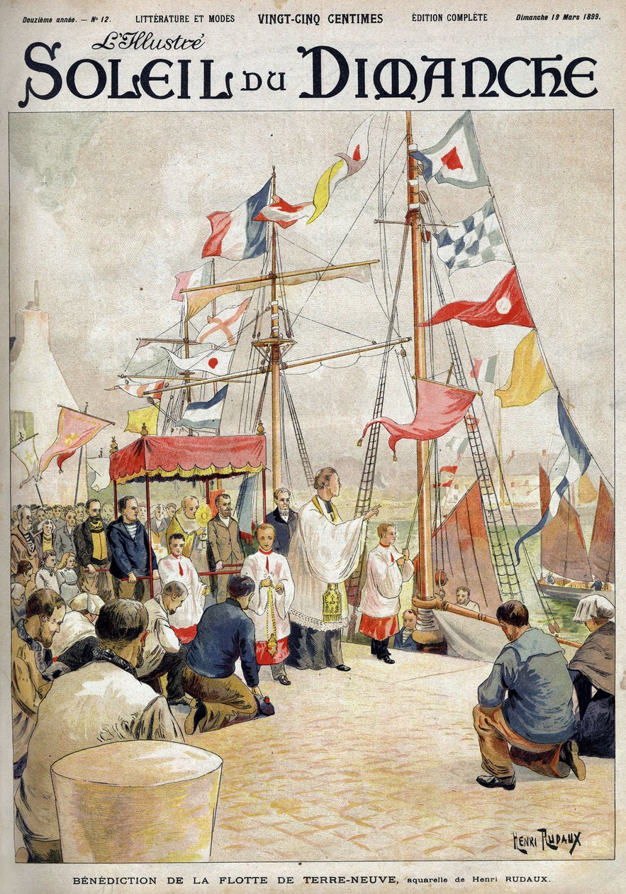 Bênção da Frota da Terra Nova por Henri Rudaux. Gravação em "Le sun-du-dimanche", 19 de março de Henri Rudaux