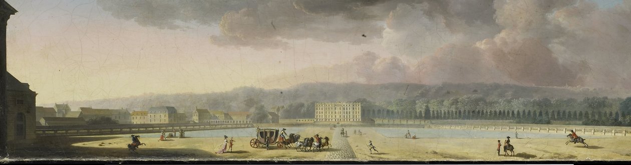 Vista de um palácio em uma paisagem montanhosa de Henri Sallembier