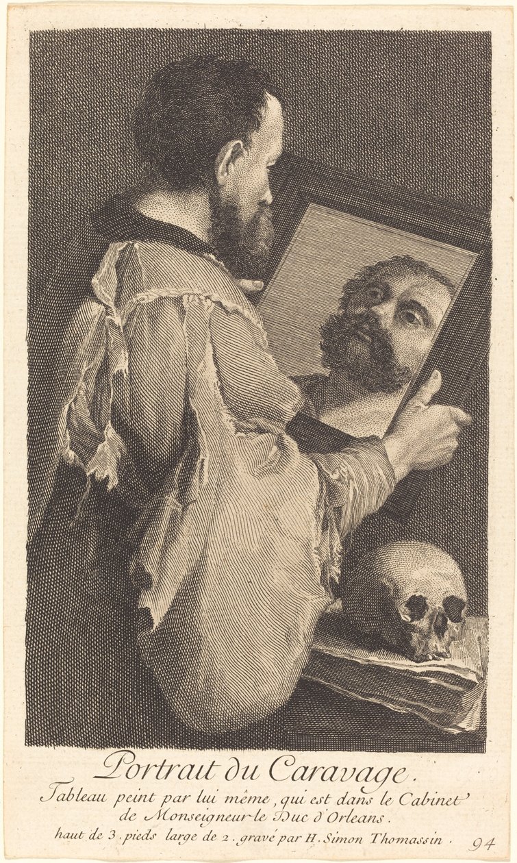 Retrato de Caravaggio de Henri Simon Thomassin