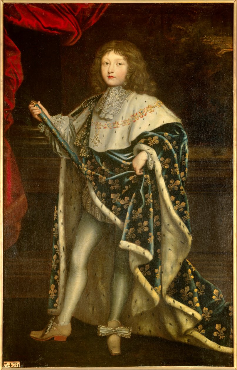 Retrato da criança Luís XIV (1638 - 1715) em traje sagrado. Pintura de Henri Testelin (1616 - 1695) de Henri Testelin