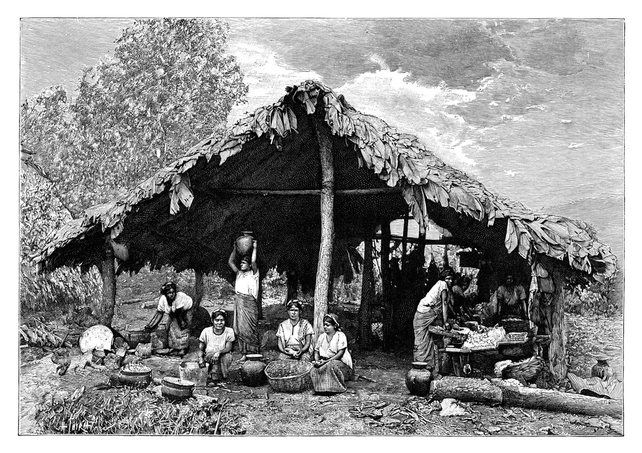 Mulheres indianas das terras quentes na encosta do Pacífico, América Central, c1890 de Henri Thiriat