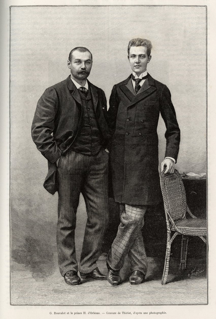 Retratos dos exploradores Gabriel Bonvalot (1853-1933), autor da história e príncipe Henri d