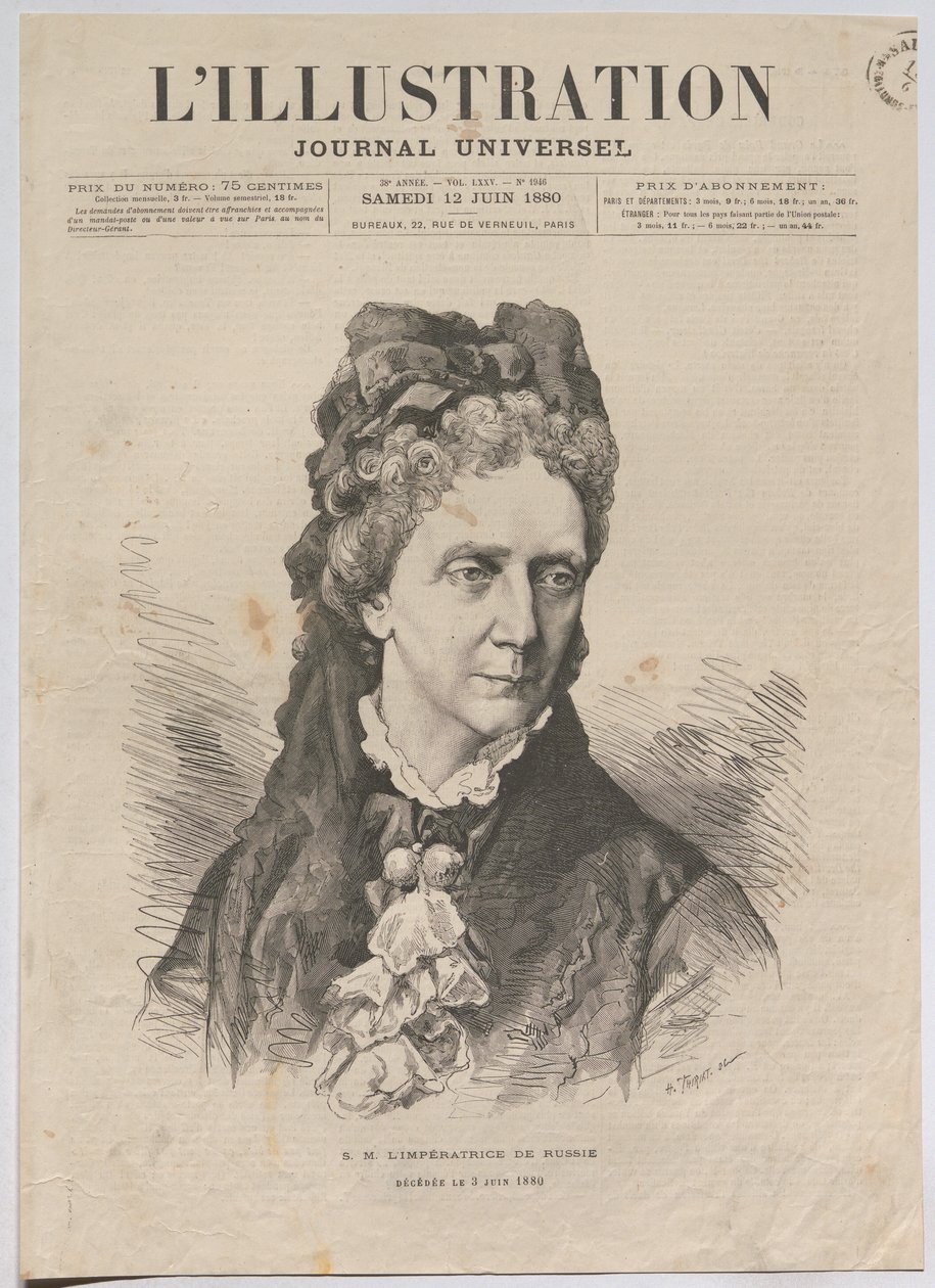 Ihre Majestät die Kaiserin von Russland; Verstorben am 3. Juni 1880 de Henri Thiriat