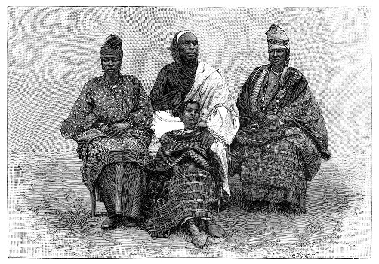 Tipos de toucadores, o intérprete Alpha Sega e suas irmãs, final do século XIX. de Henri Thiriat