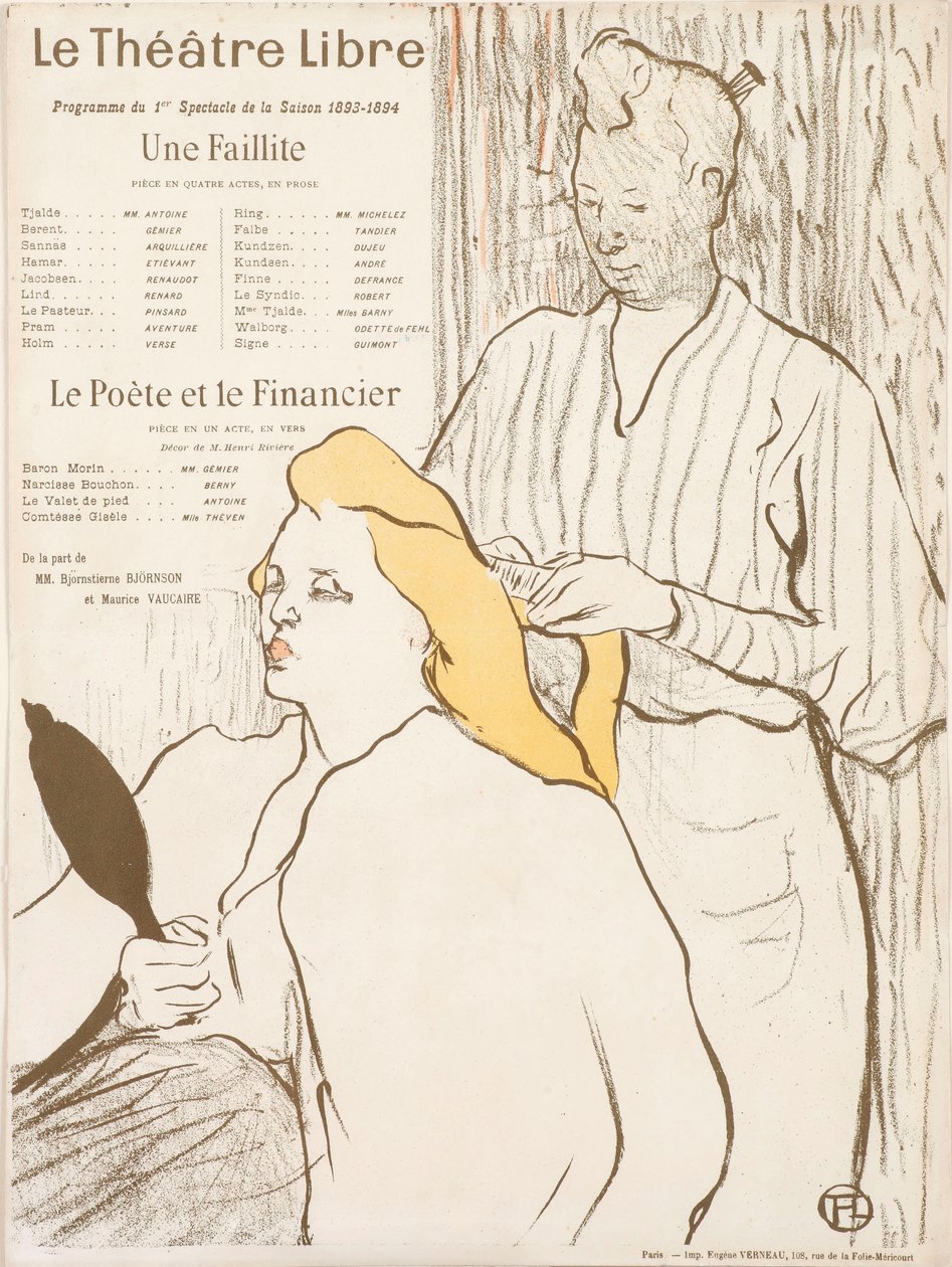 O Cabeleireiro - Programa de Teatro Livre, 1893. de Henri Toulouse Lautrec de