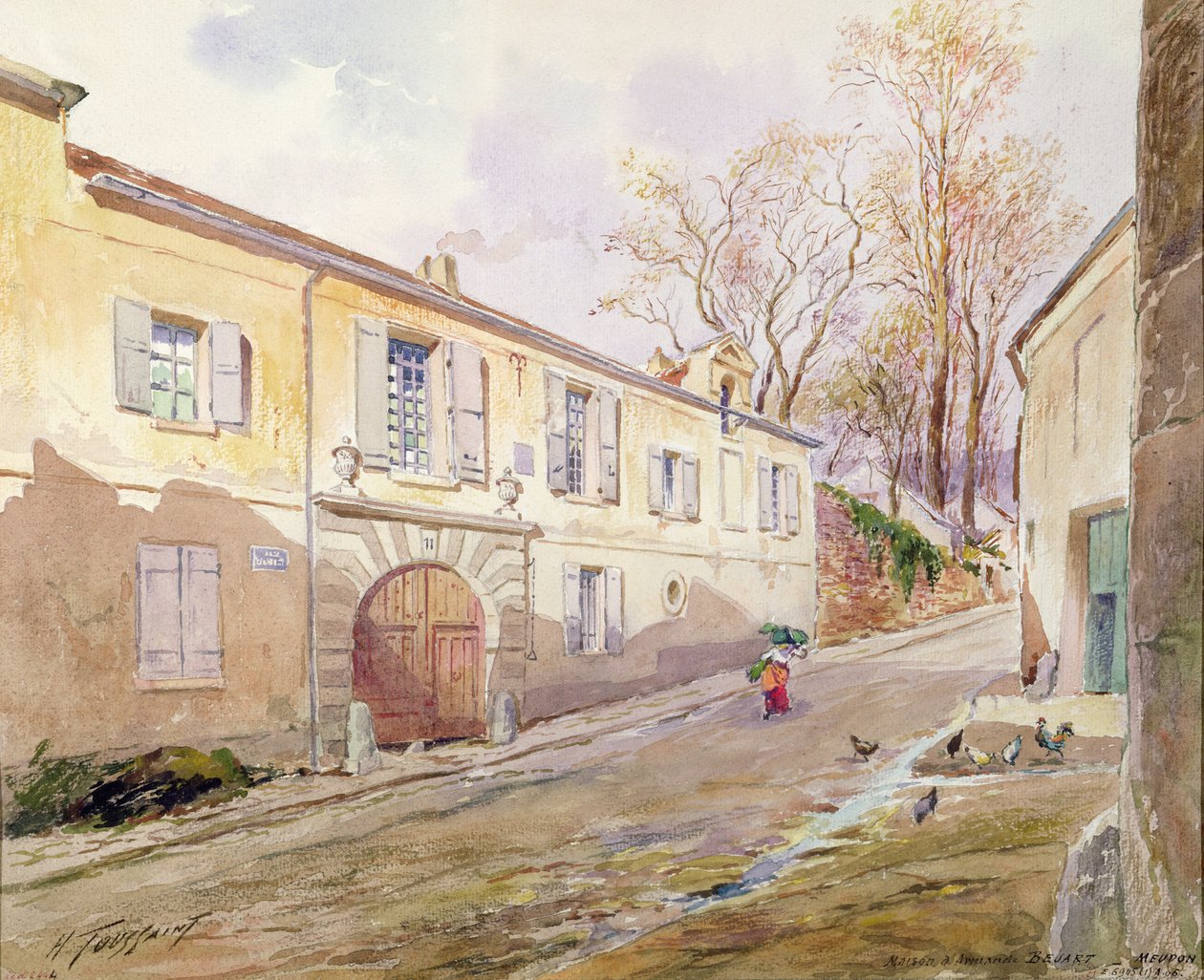 A Casa de Armande Bejart (1642-1700) em Meudon, c.1906 (wc no papel) de Henri Toussaint