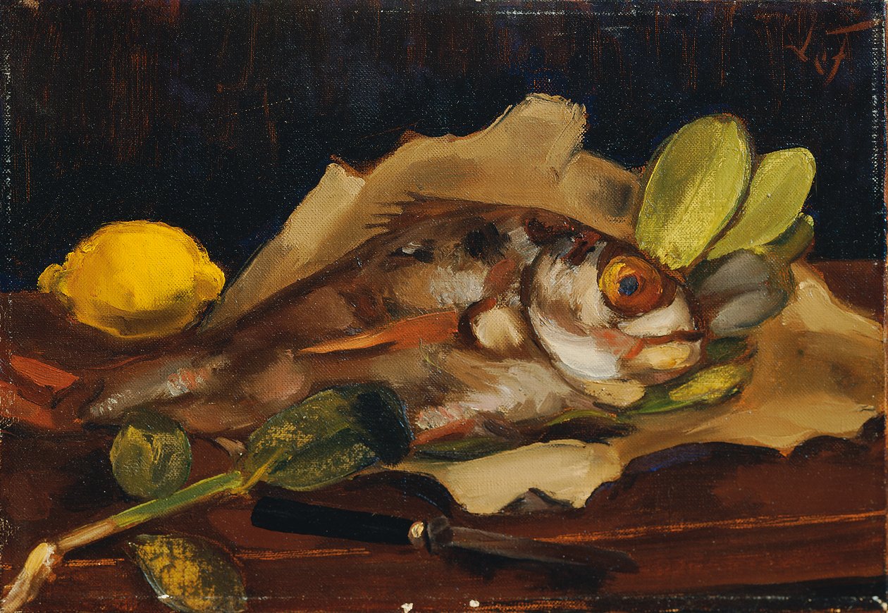 Peixe Natureza Morta com Limão de Henri Victor Gabriel Le Fauconnier