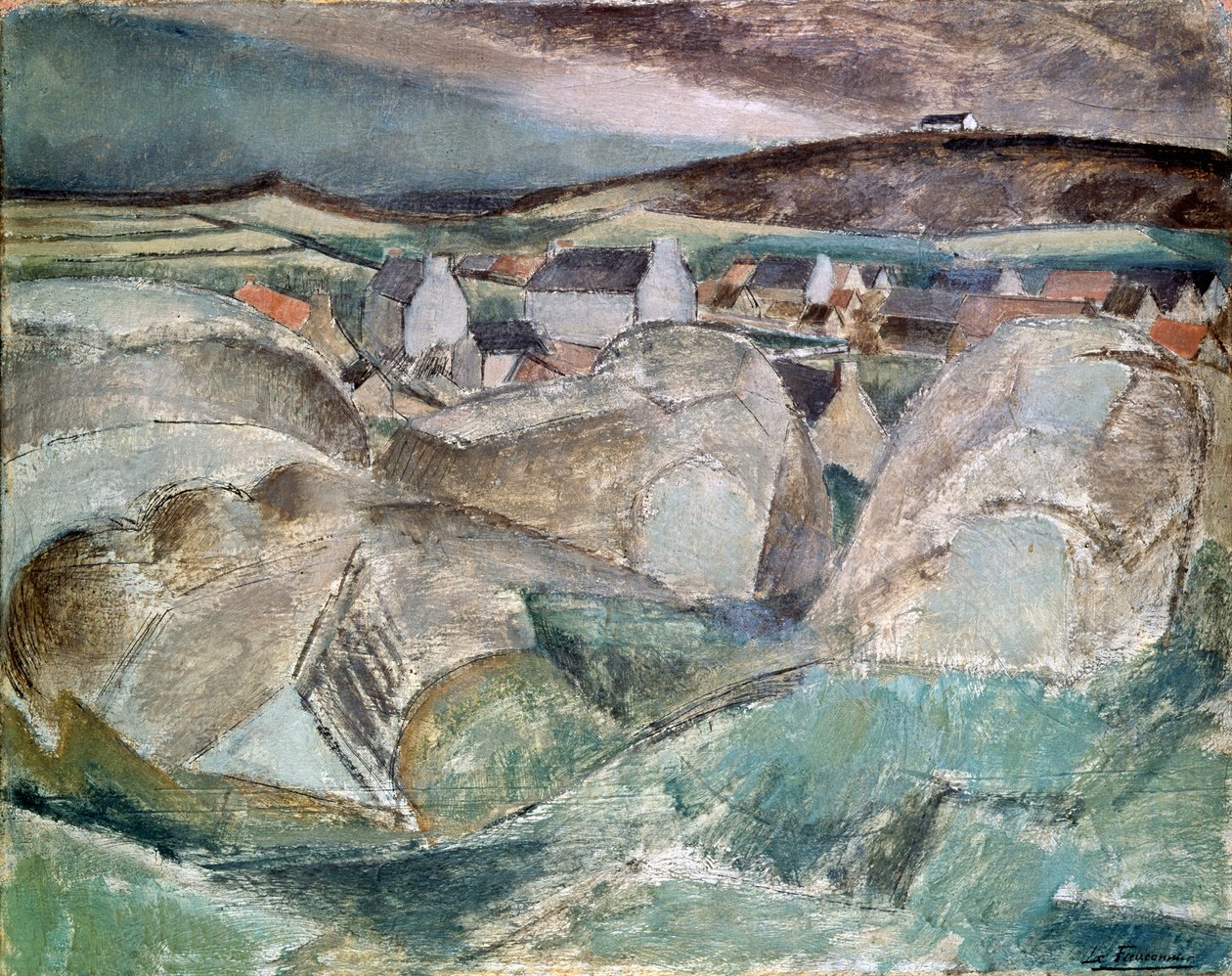 Vila entre as rochas, c1910. de Henri Victor Gabriel Le Fauconnier