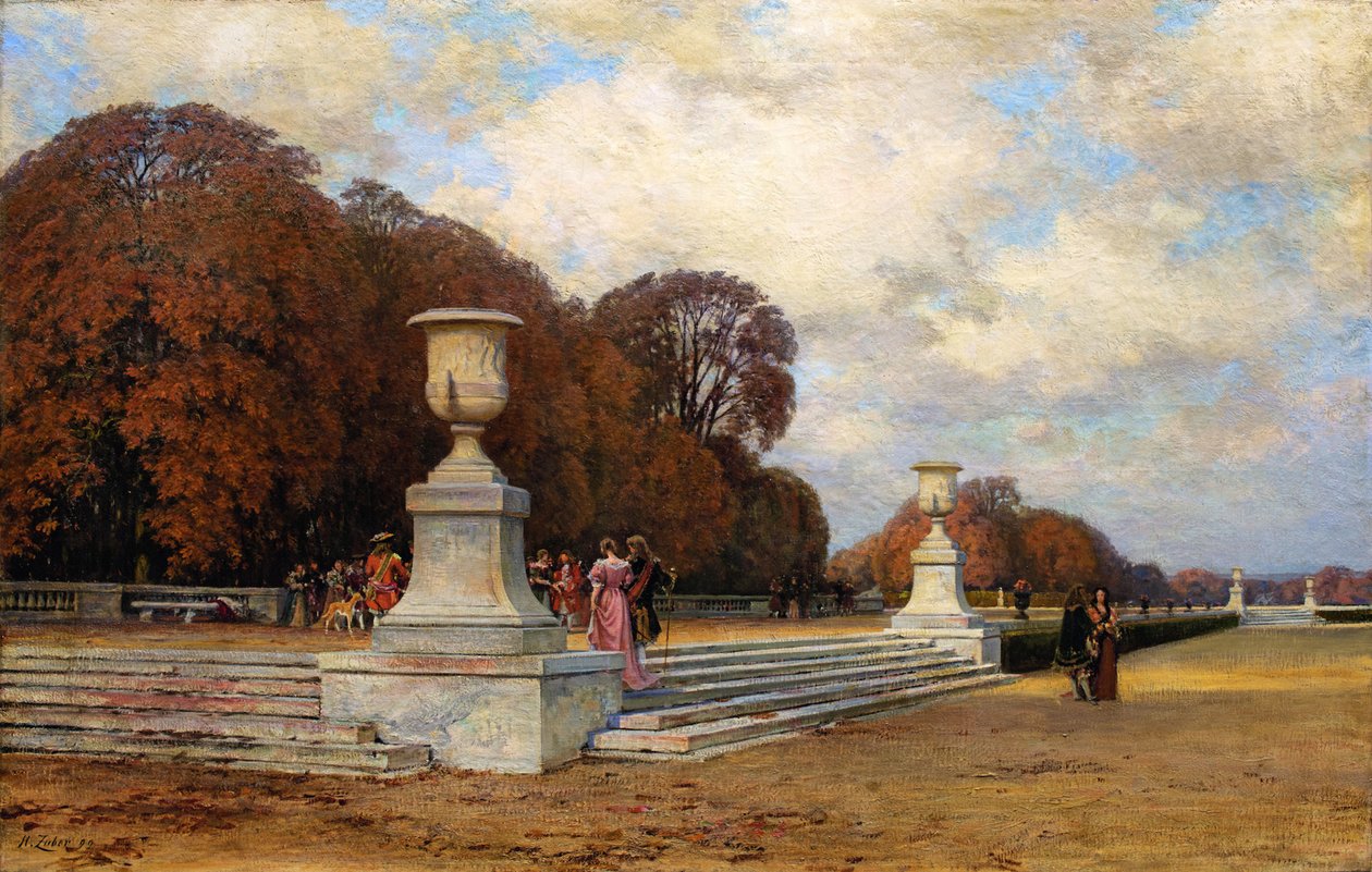 Os degraus de mármore rosa em Versalhes, 1899. de Henri Zuber