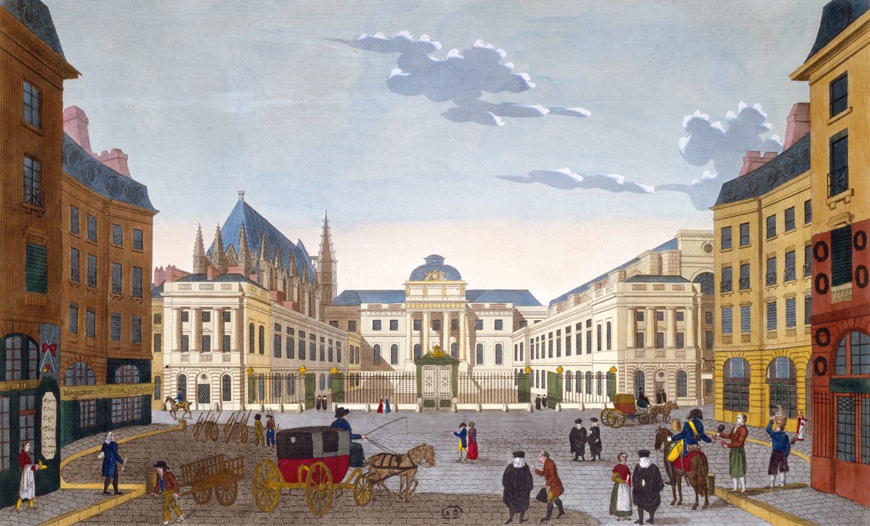 O Palais de Justice, c.1815-20 (gravura a cores) de Henri after Courvoisier-Voisin