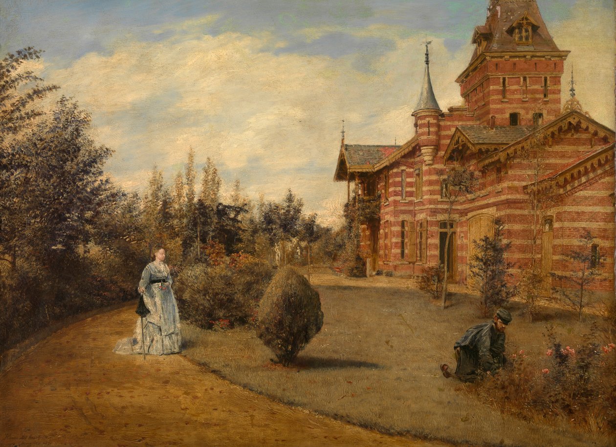 A Casa de Campo de Gustave Coûteaux (óleo sobre painel) de Henri de Braekeleer