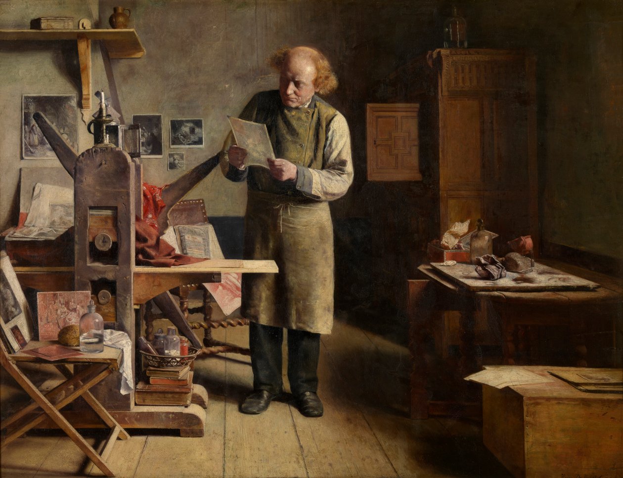 A Impressora de placas (óleo sobre tela) de Henri de Braekeleer