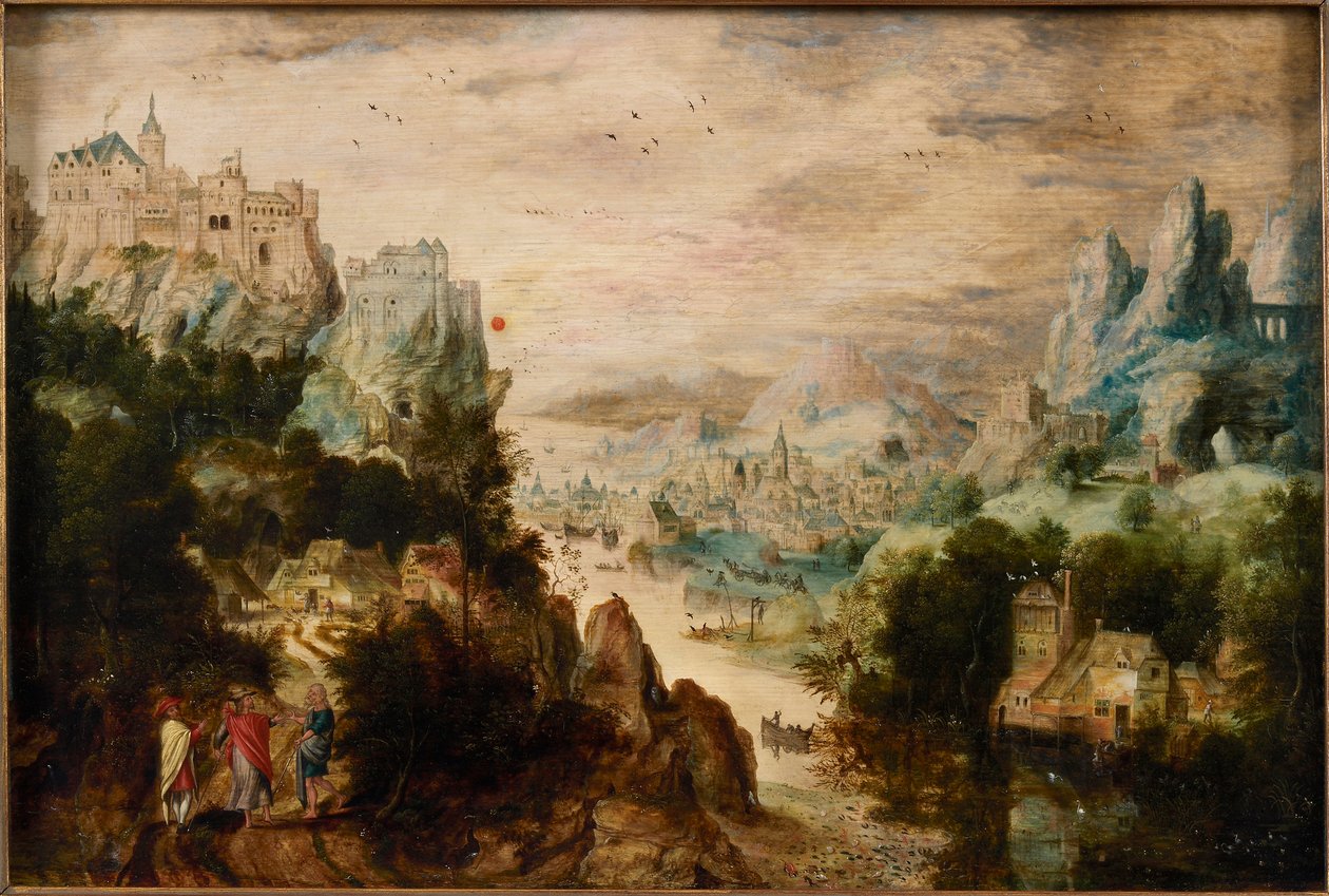 Paisagem com Caminho de Emaús, c.1540. de Henri de Herri met de Bles