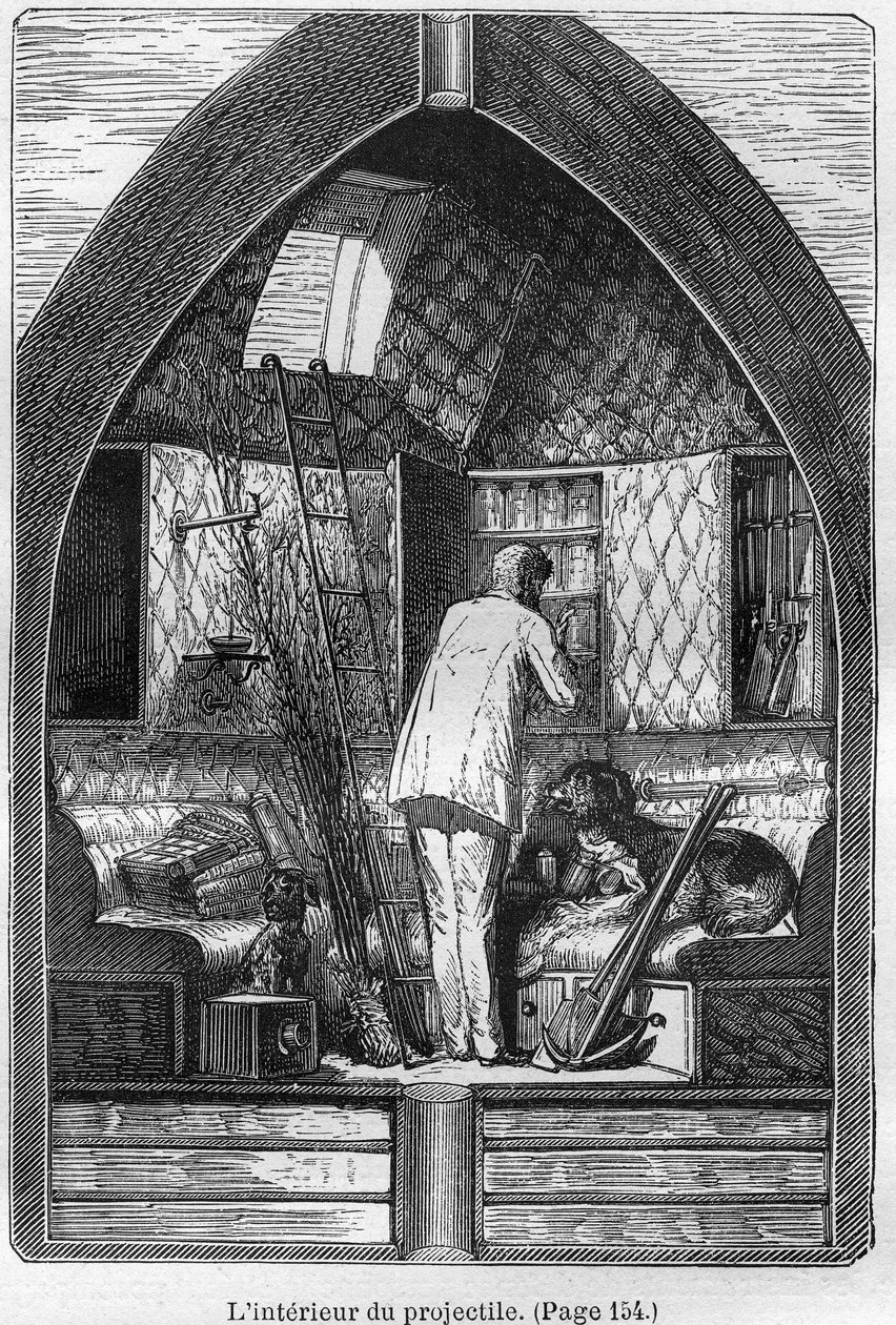 Ilustração do livro "From the Earth to the Moon" de Jules Verne, edição Hetzel - Les voyages extraordinaire de Henri de Montaut