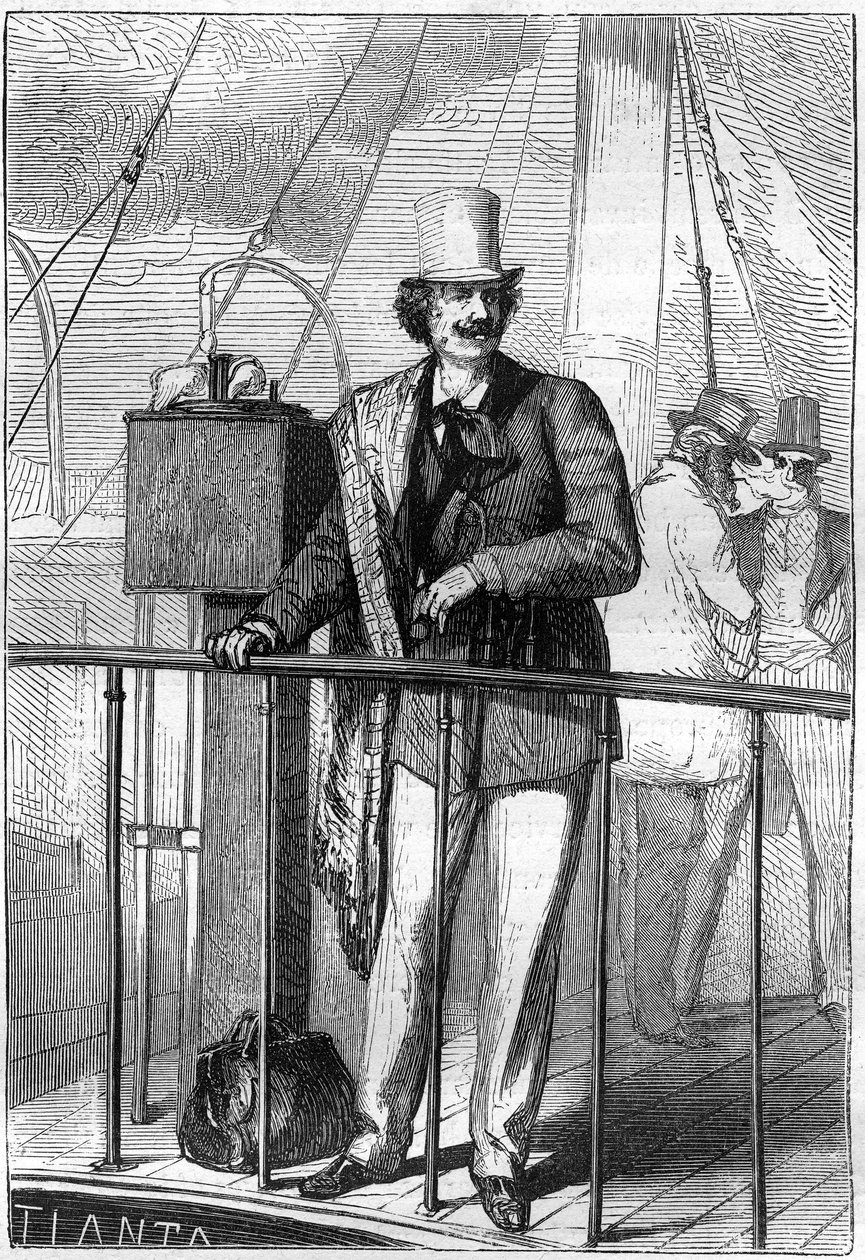 Ilustração do livro "From the Earth to the Moon" de Jules Verne, edição Hetzel de Henri de Montaut