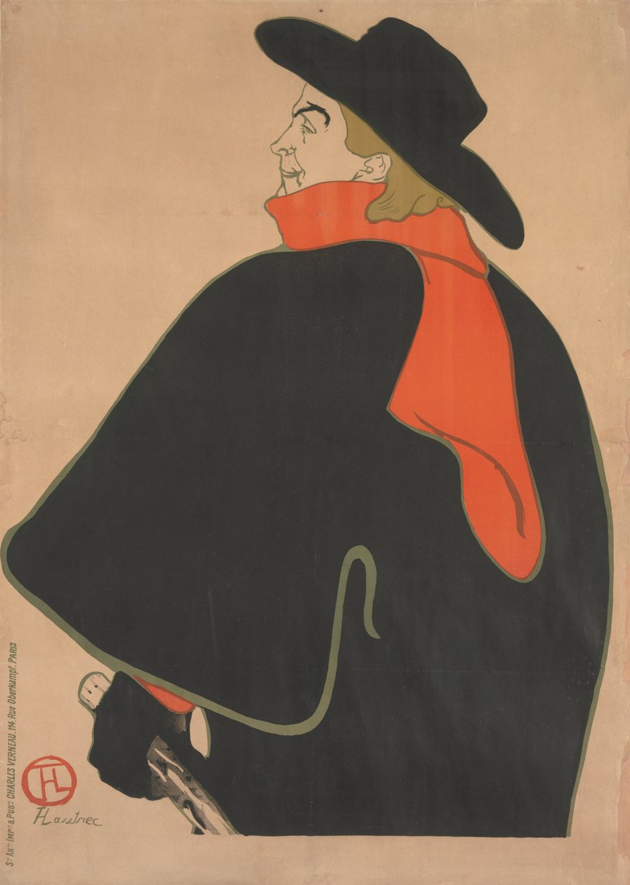 Aristide Bruant, no seu Cabaret de Henri de Toulouse-Lautrec