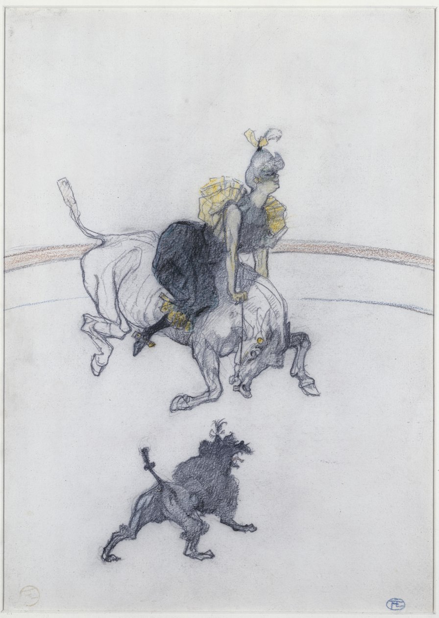 No Circo: The Salute (Au Circque: Le Salut) 1899 (lápis, giz e giz de cera colorido sobre papel) de Henri de Toulouse Lautrec