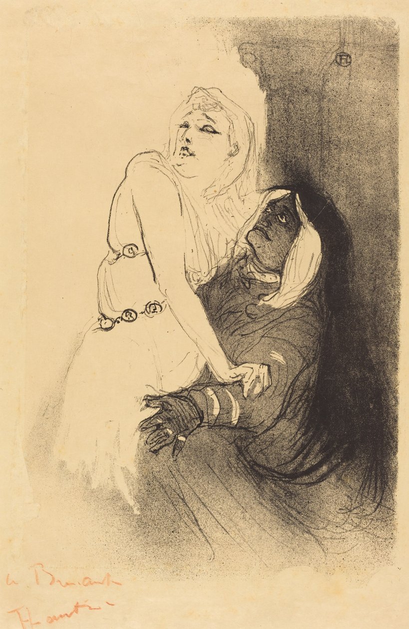 Na Renascença: Sarah Bernhardt em «Fedra» (A la Renaissance: Sarah Bernhardt dans «Phèdre») de Henri de Toulouse-Lautrec