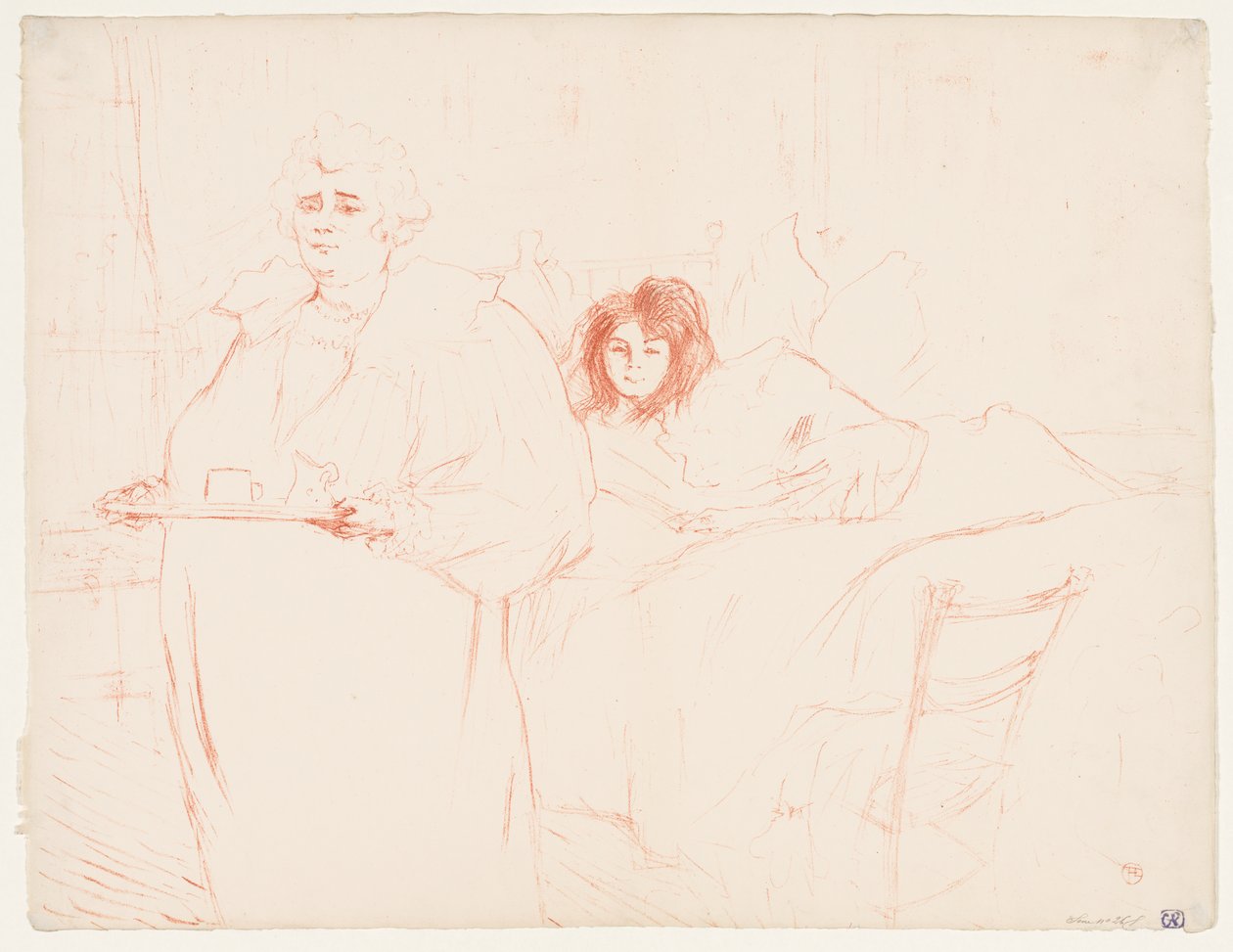 Elles: Mulher carregando uma bandeja, Mme. Barão e Mlle. Popó de Henri de Toulouse-Lautrec