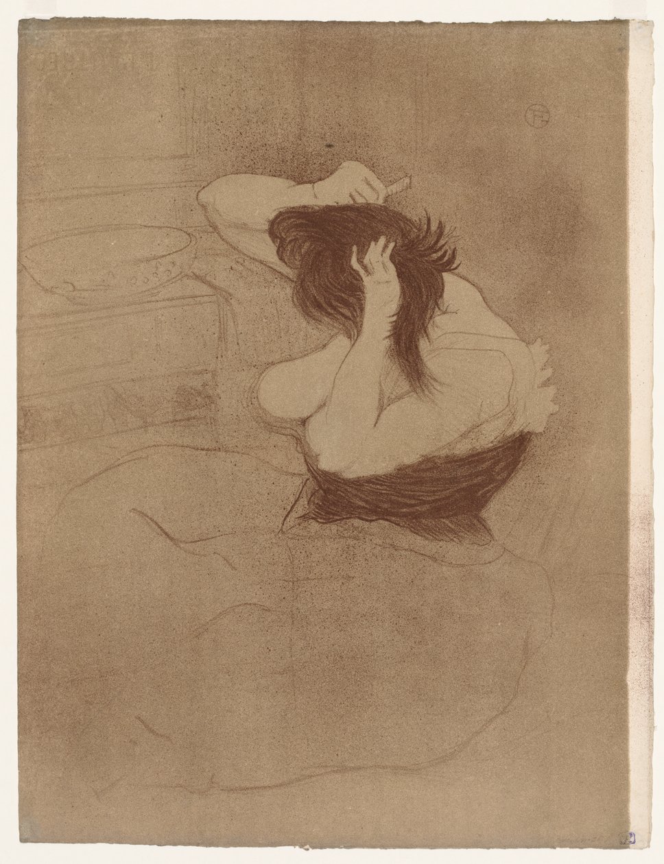 Elles: Mulher penteando o cabelo de Henri de Toulouse-Lautrec