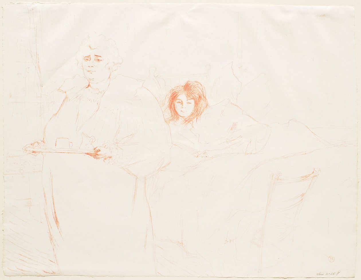 Elles: Mulher com tabuleiro: Pequeno-almoço - Mme Baron e Mlle Popo de Henri de Toulouse-Lautrec