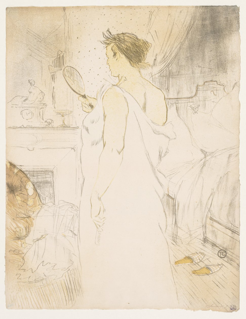Elles: Mulher com espelho de mão de Henri de Toulouse-Lautrec