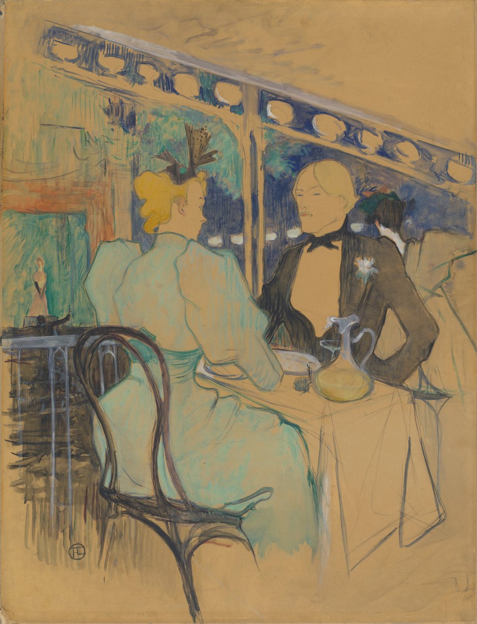 Pessoas na moda no Les Ambassadeurs (No Les Ambassadeurs: Pessoas elegantes) de Henri de Toulouse-Lautrec
