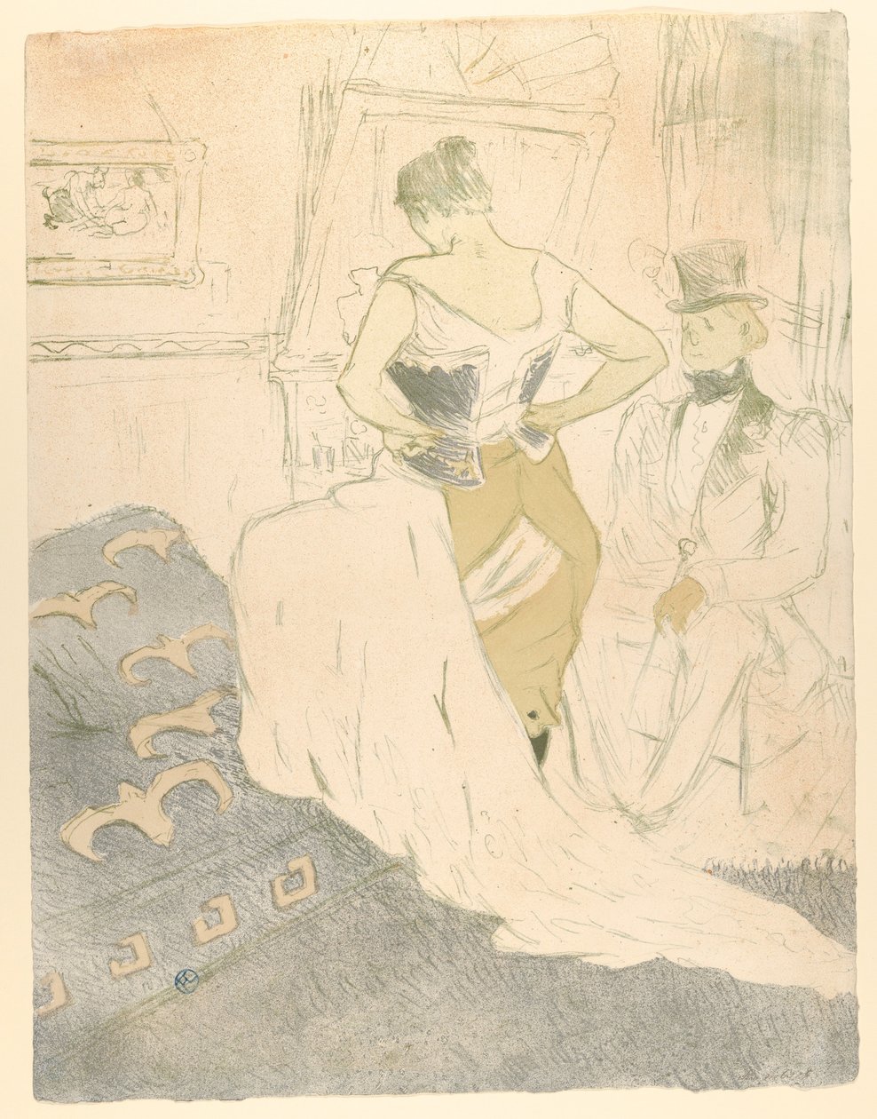 Como apertar um espartilho, da revista «Elles» de Henri de Toulouse-Lautrec