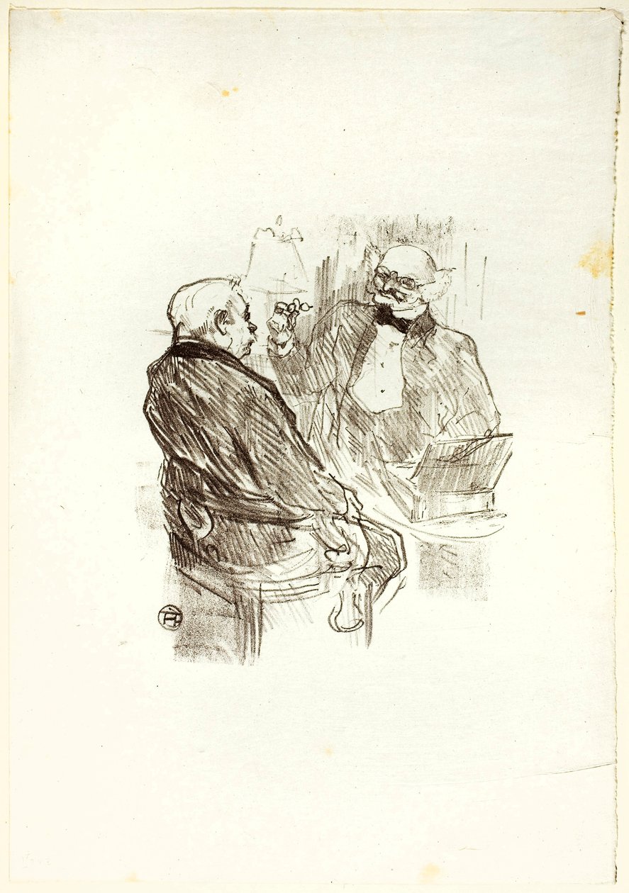 Georges Clemenceau e o optomotricista, Mayer, de Au Pied du Sinaï de Henri de Toulouse-Lautrec