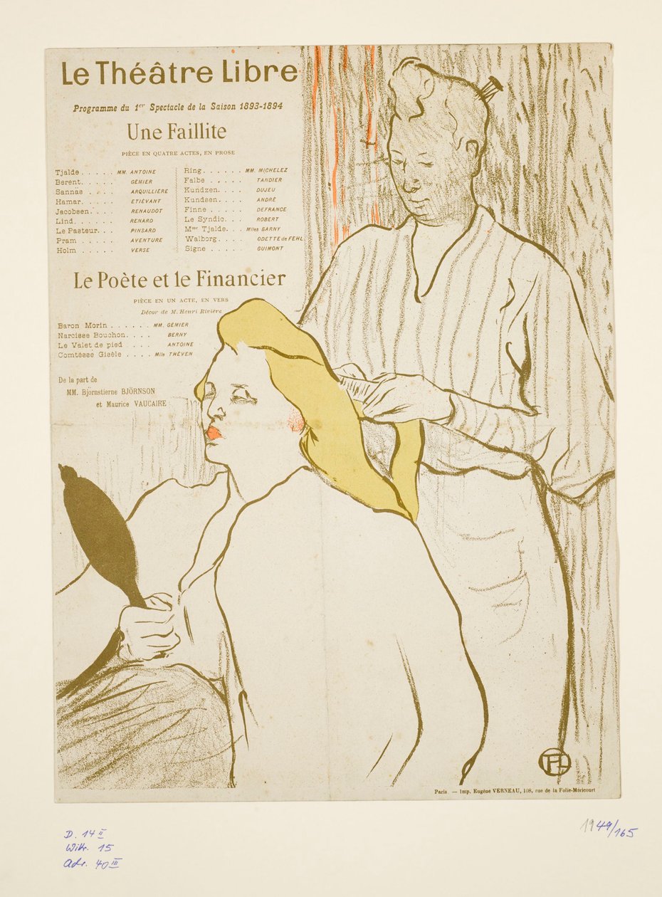 Cabeleireiro, programa do Théâtre Libre de Henri de Toulouse-Lautrec
