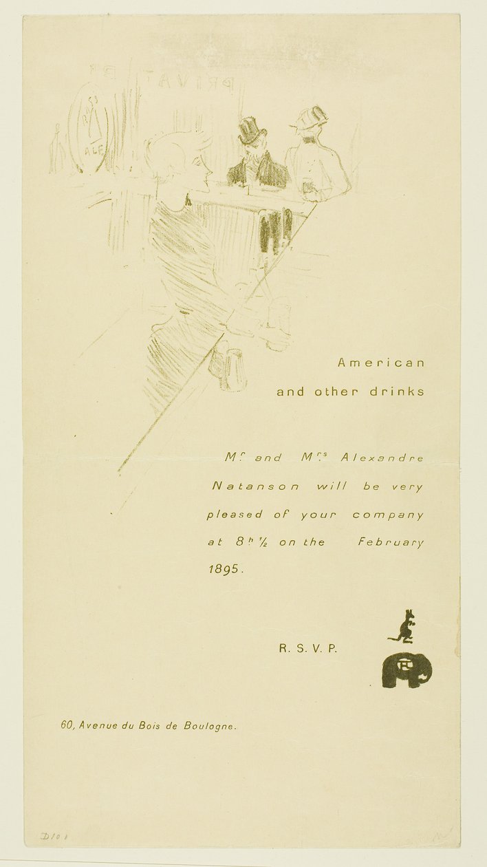 Convite para o Sr. e a Sra. Alexandre Natanson de Henri de Toulouse-Lautrec
