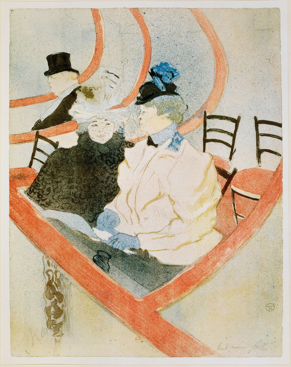La grande loge, litografia a lápis, a pincel, com crachis em cinco cores de Henri de Toulouse-Lautrec
