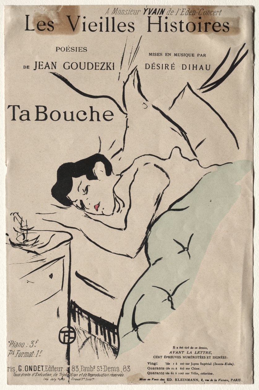 As velhas histórias: sua boca de Henri de Toulouse-Lautrec