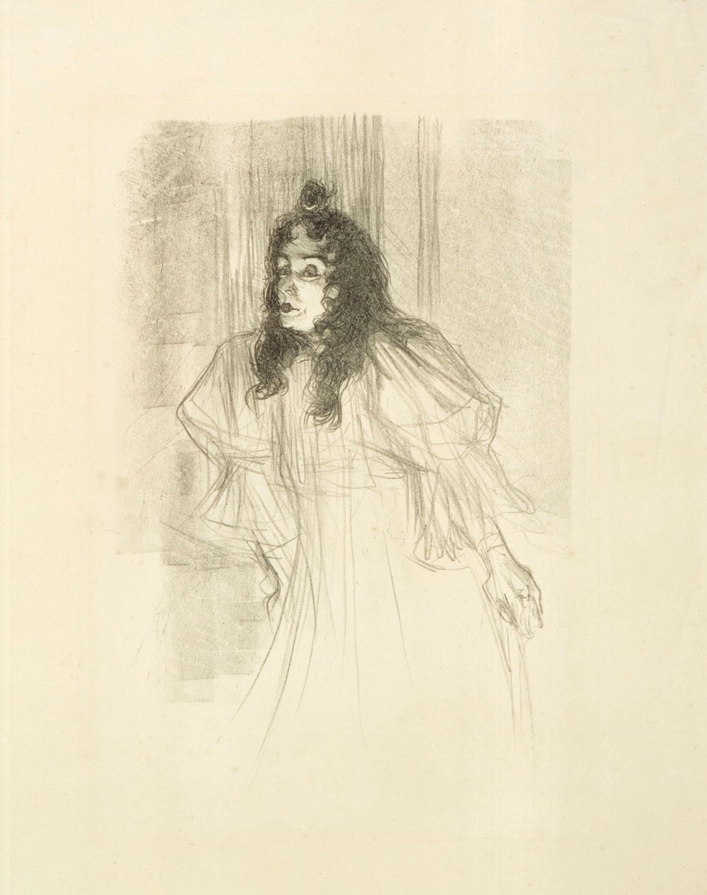 A Srta. May Befort com o cabelo solto de Henri de Toulouse-Lautrec