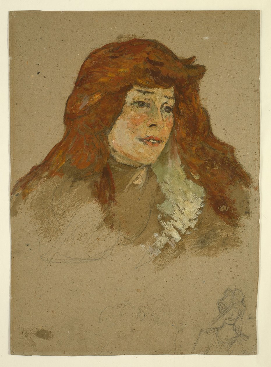 Sra. Lili Grenier (reto); Paisagem com Igreja (verso) de Henri de Toulouse-Lautrec